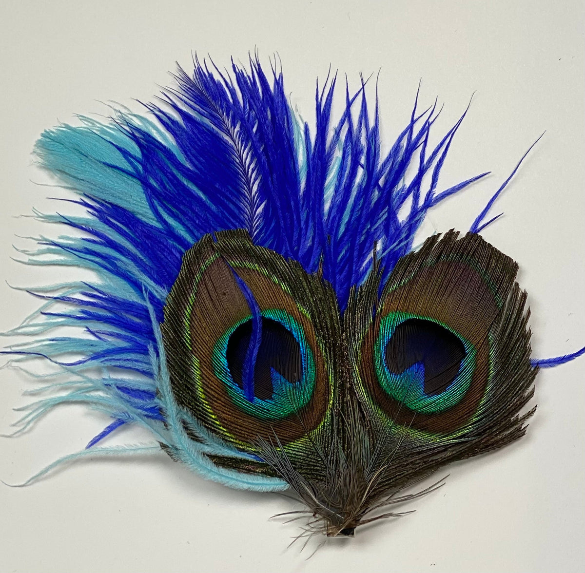 Small Peacock and Ostrich Feather Hair Clip