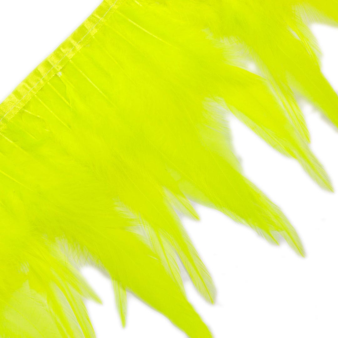 Rooster Saddle Fringe on Bias 6-8" x 1 YD-Fluorescent Chartreuse