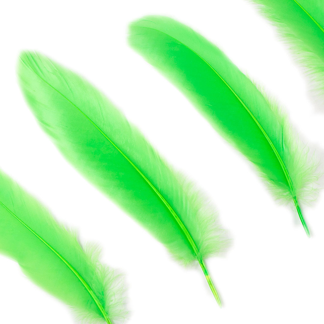 Goose Satinette Feathers Dyed - Florescent Lime - 1/4 lb