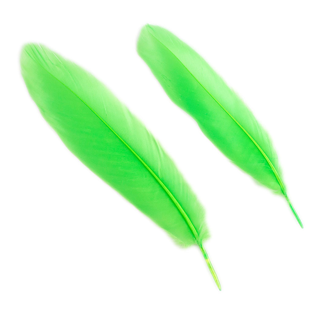 Goose Satinette Feathers Dyed - Florescent Lime - 1/4 lb