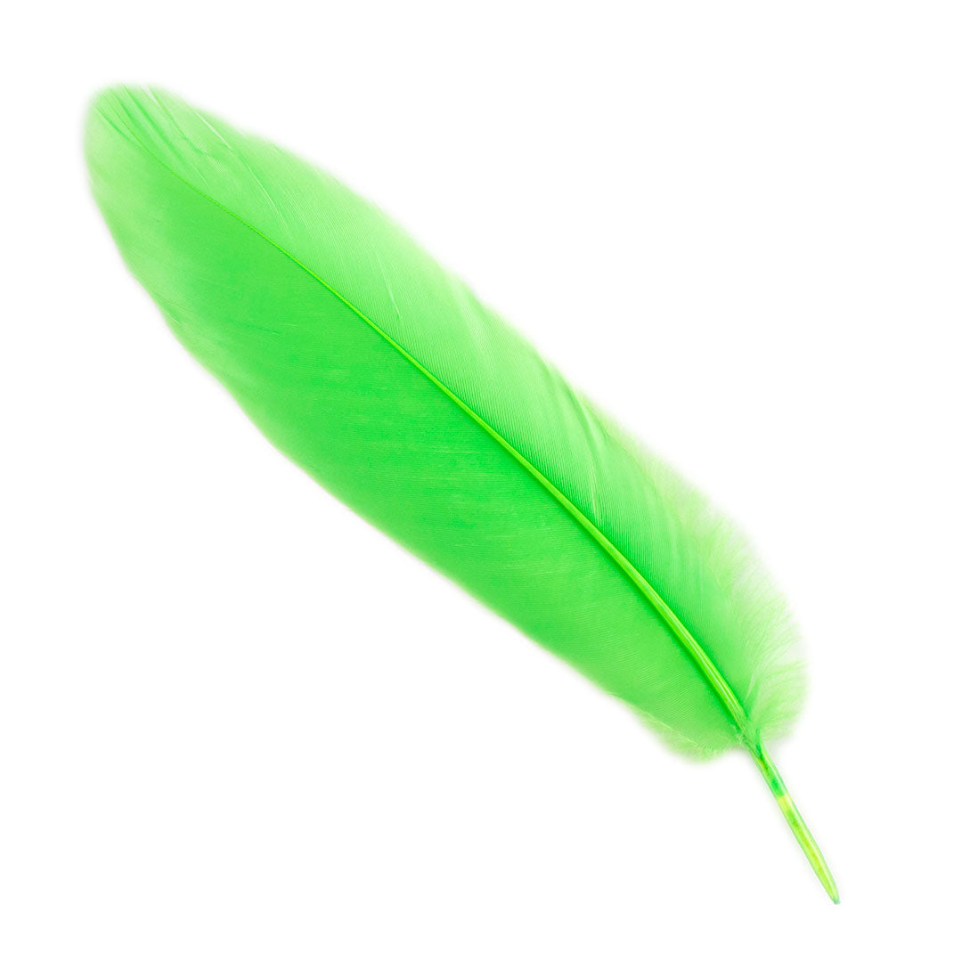 Goose Satinette Feathers Dyed - Florescent Lime - 1/4 lb