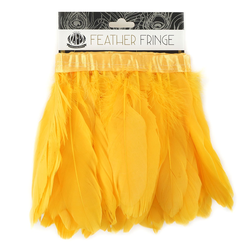 Parried Goose Pallet Feather Fringe - 6" - 1yd Gold