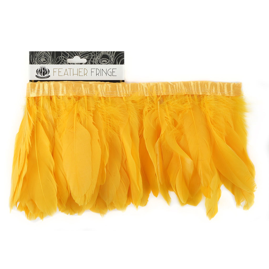 Parried Goose Pallet Feather Fringe - 6" - 1yd Gold
