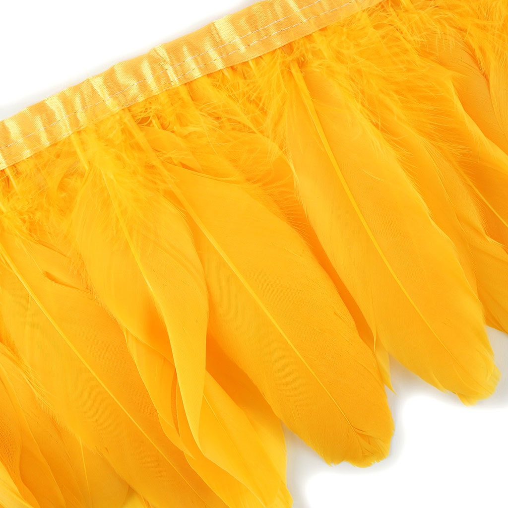 Parried Goose Pallet Feather Fringe - 6" - 1yd Gold