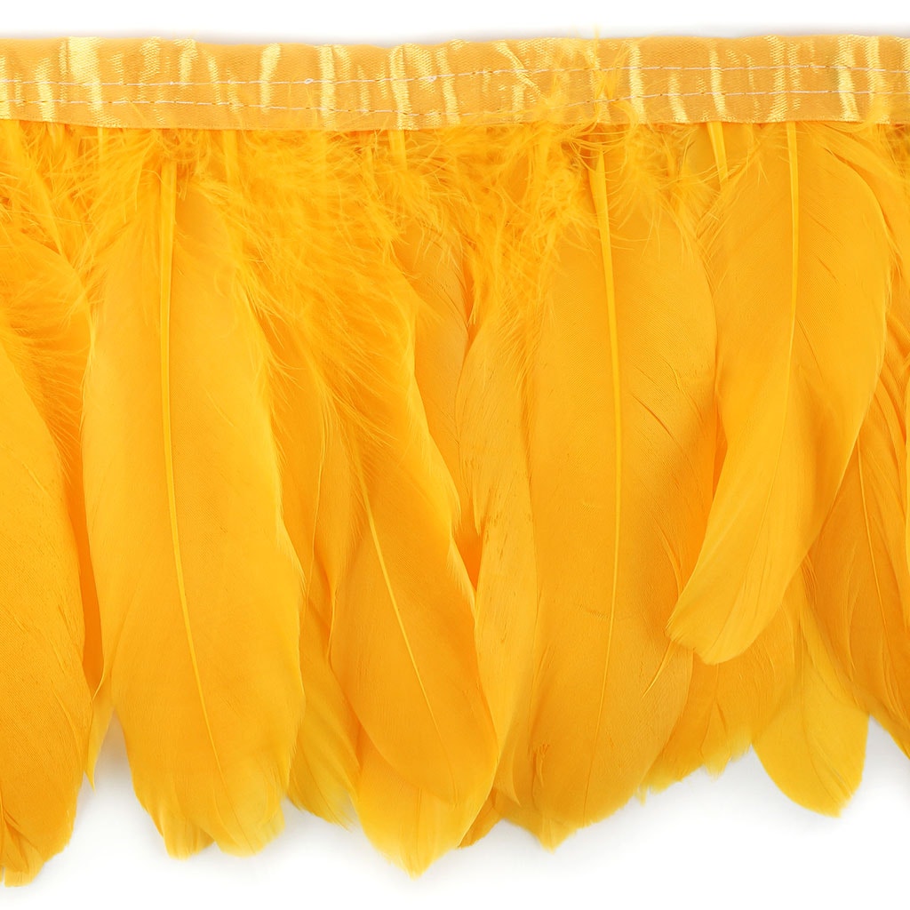 Parried Goose Pallet Feather Fringe - 6" - 1yd Gold