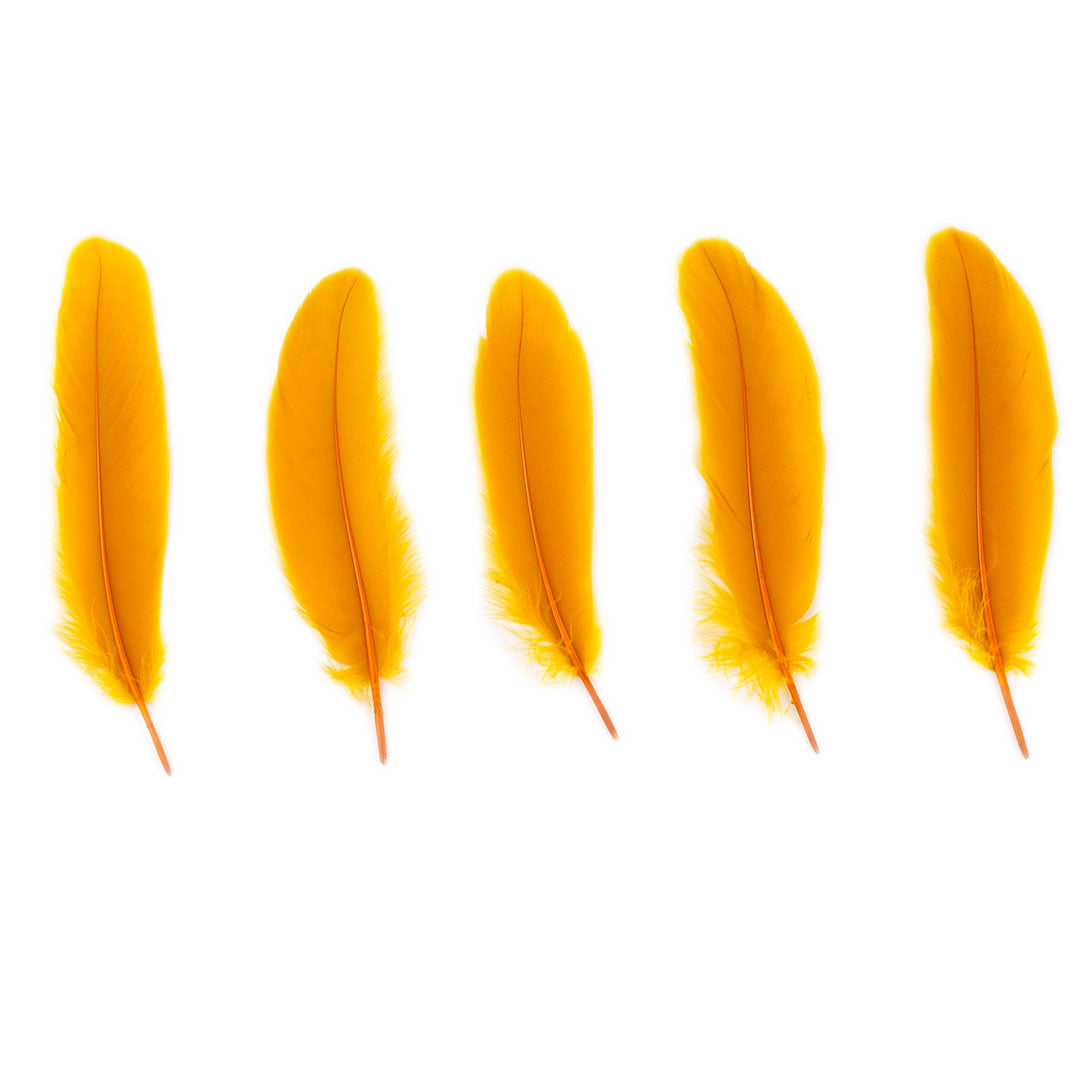 Goose Satinette Feathers Dyed - ANTIQUE GOLD - 1/4 lb