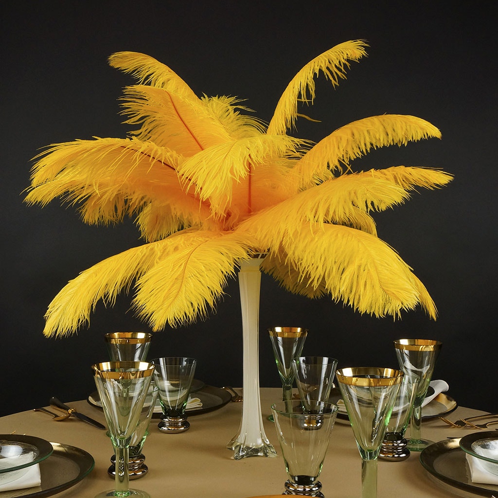 Ostrich Feather Drabs - 13-16 inch - Gold