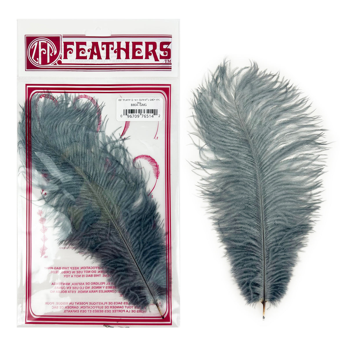 Ostrich Feathers 9-12" Drabs - Gun Metal Grey