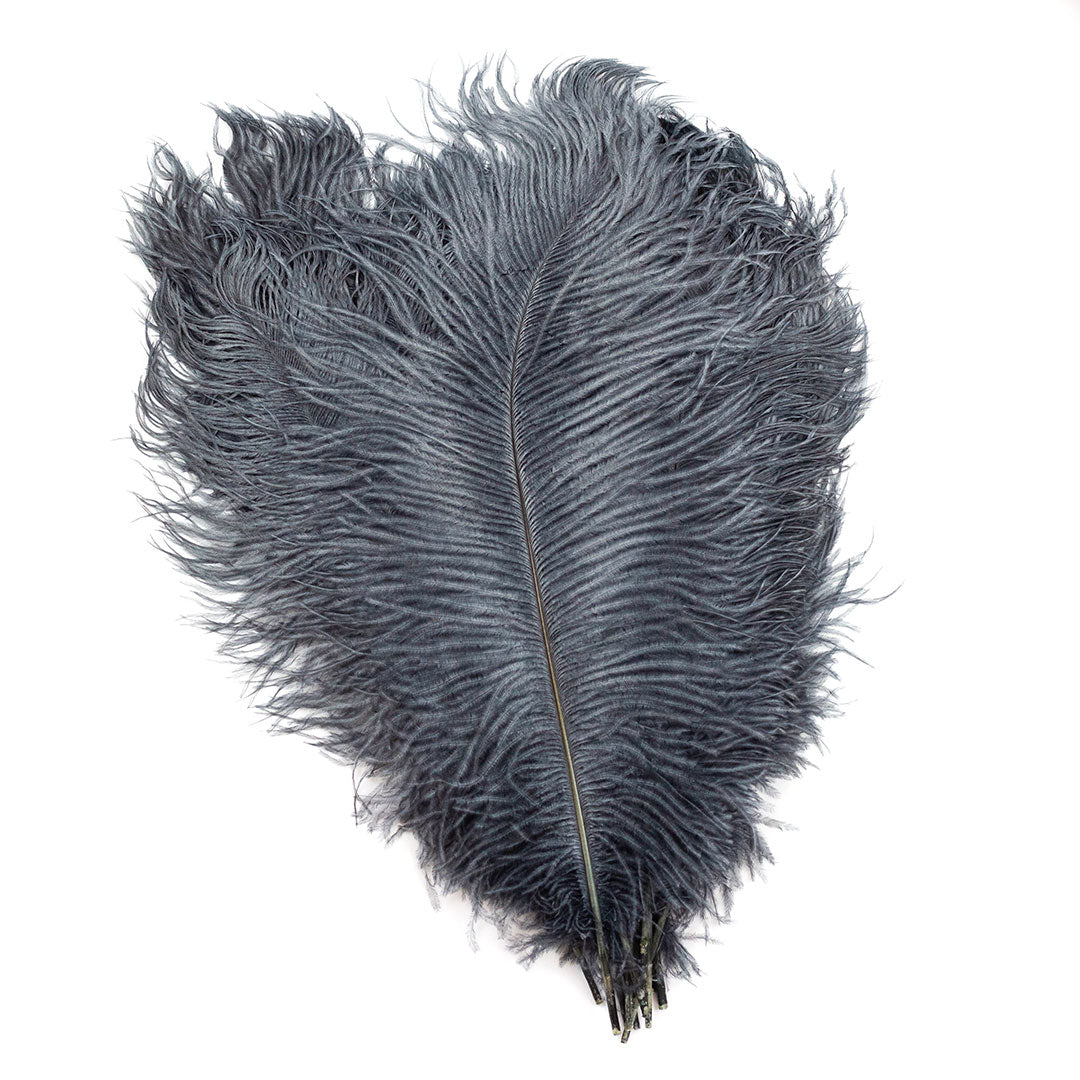 Large Ostrich Feathers - 17"+ Drabs - Gun Metal Grey