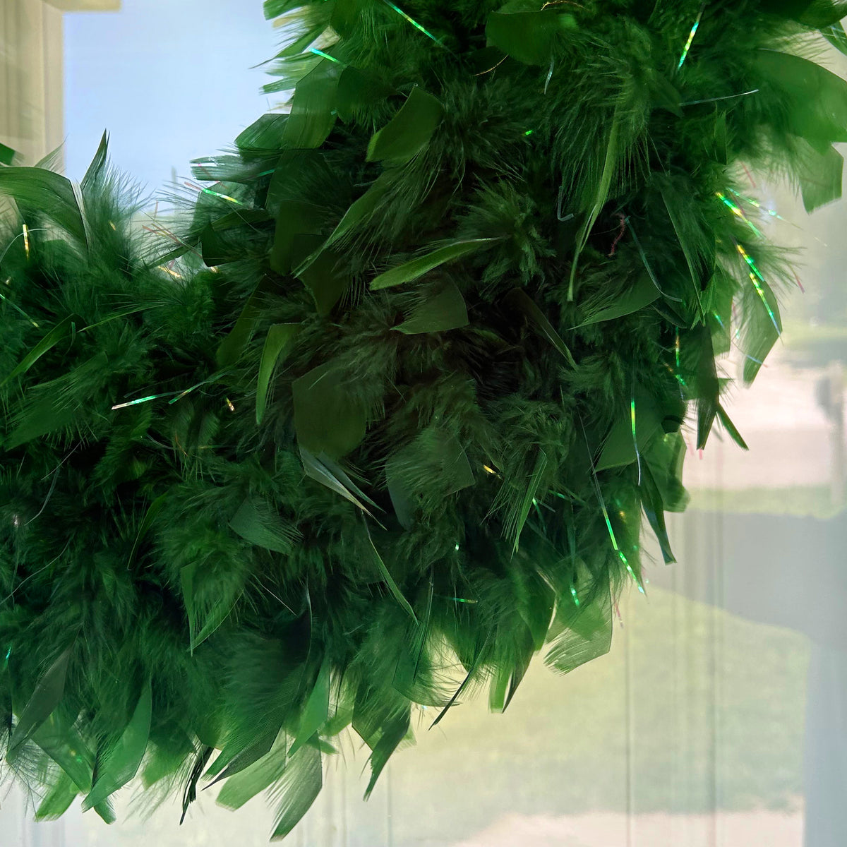 Chandelle Fluffy Wreath with Lurex - Forest Green/Opal Lurex