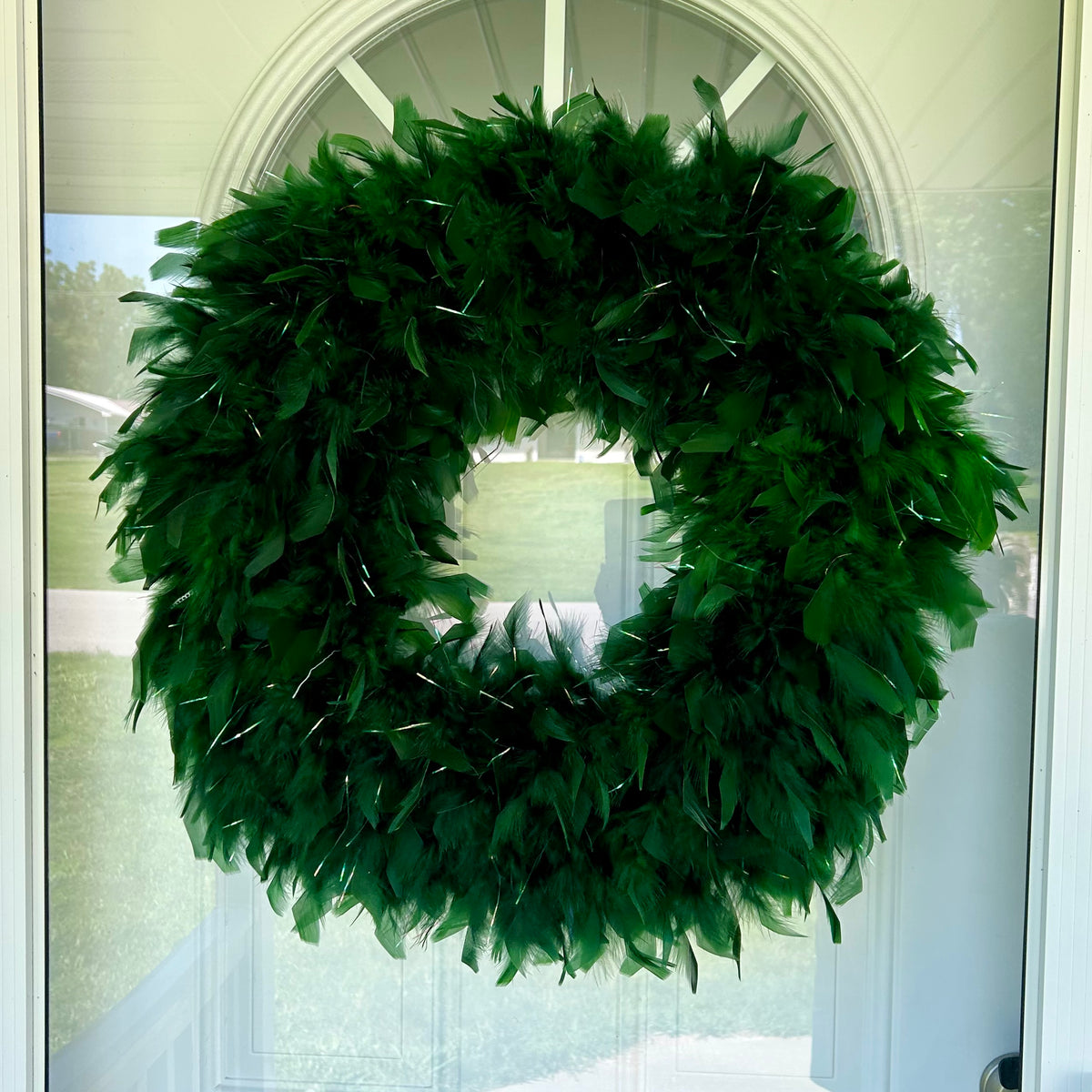 Chandelle Fluffy Wreath with Lurex - Forest Green/Opal Lurex