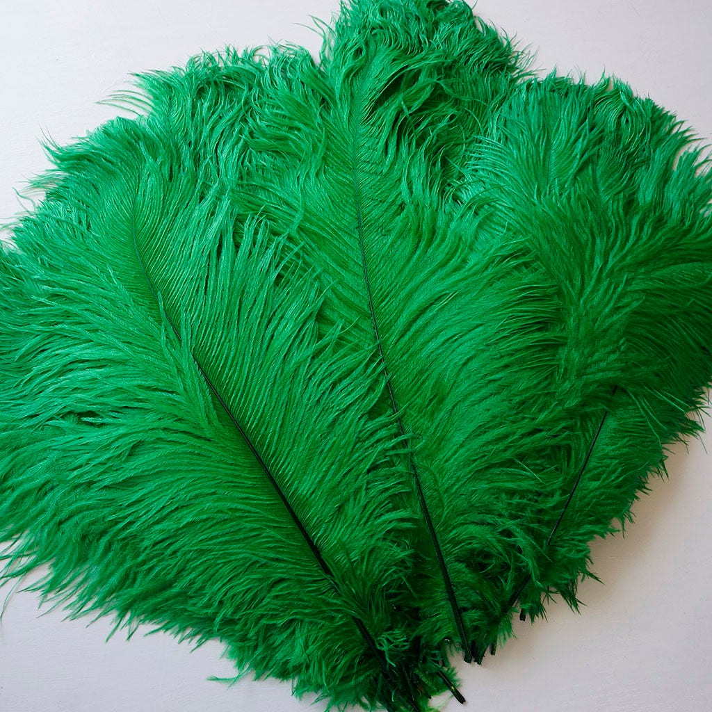 Large Ostrich Feathers - 17"+ Drabs - Kelly