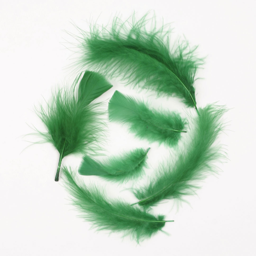Loose Turkey Marabou Feathers 3-8" Dyed - Kelly
