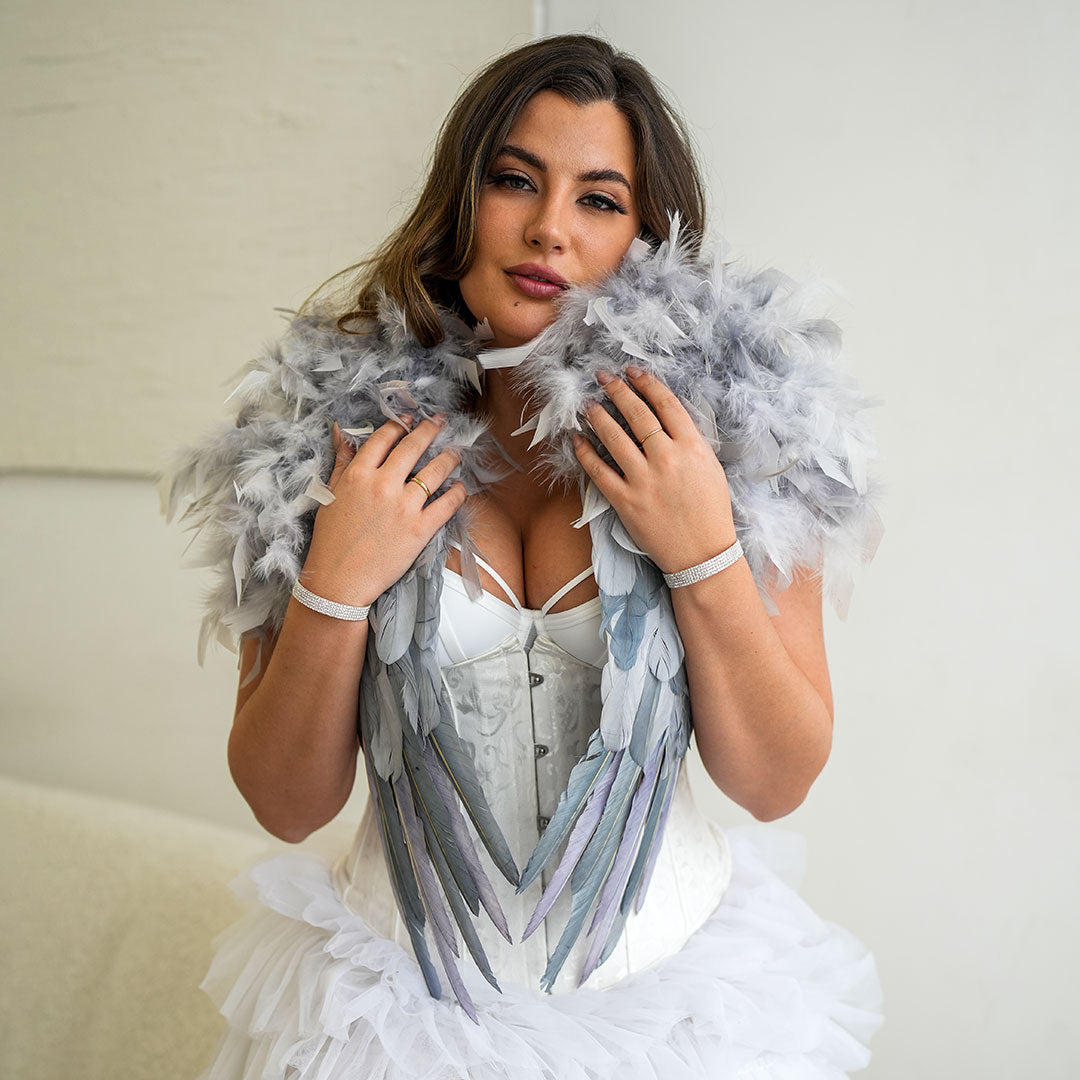 Feather Shrug - Dark Gray/Silver