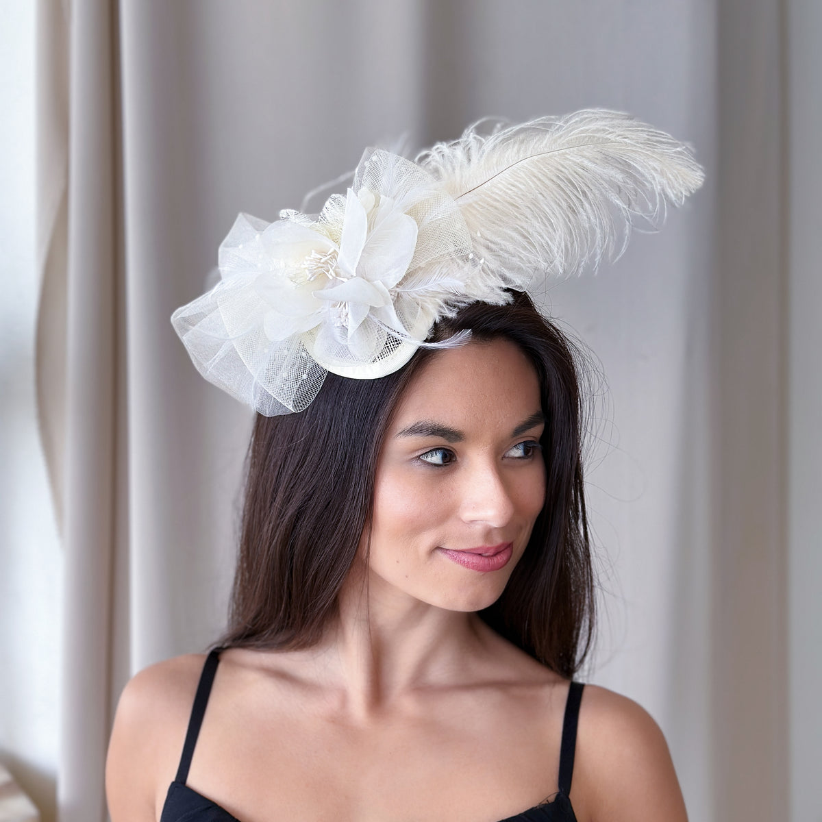 Clara Ivory Ostrich Feather Fascinator