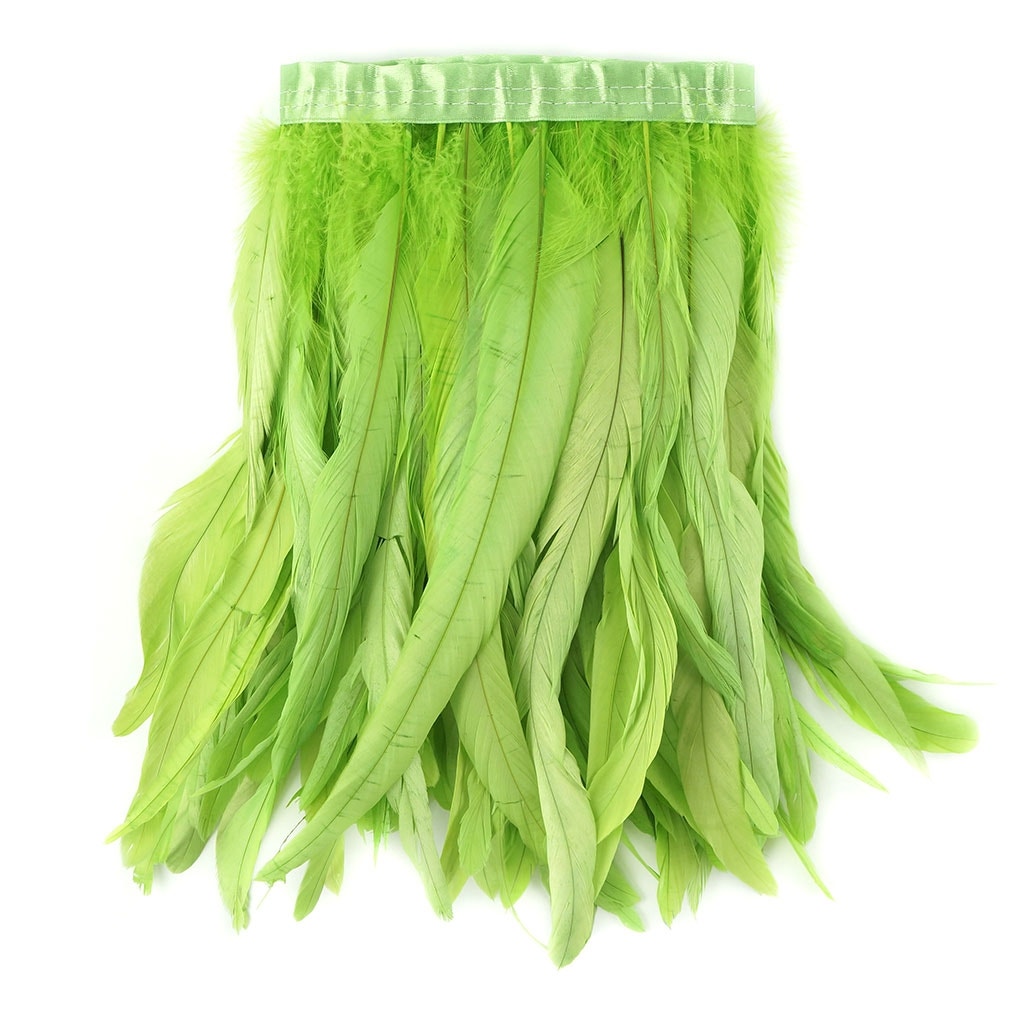 Bleach Dyed Coque Tail Fringe - 10-12" - Lime