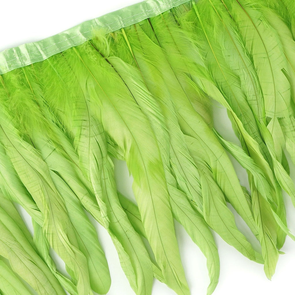 Bleach Dyed Coque Tail Fringe - 10-12" - Lime