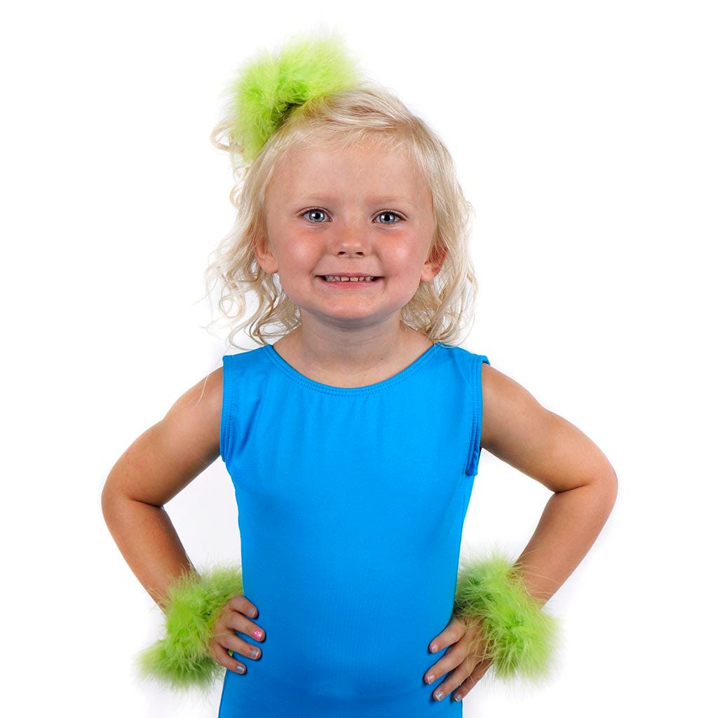 Marabou Cuffs & Hair Ties - Lime