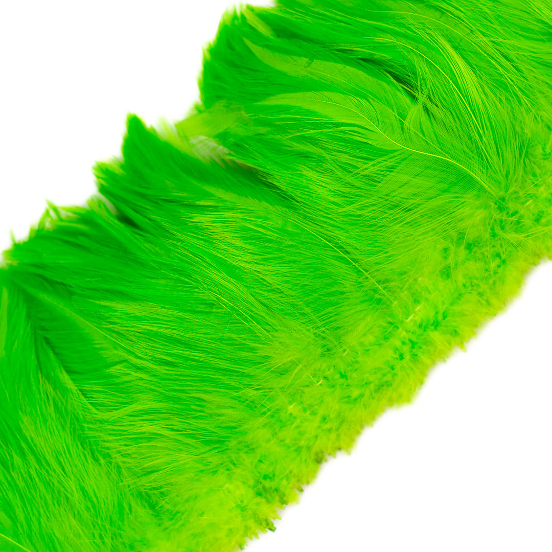 Bulk Rooster Hackle Feathers - White Dyed Lime