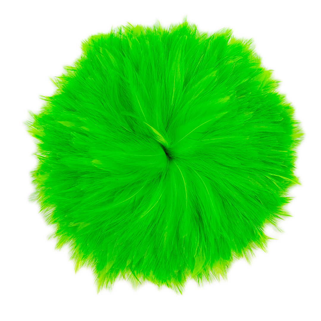 Bulk Rooster Hackle Feathers - White Dyed Lime