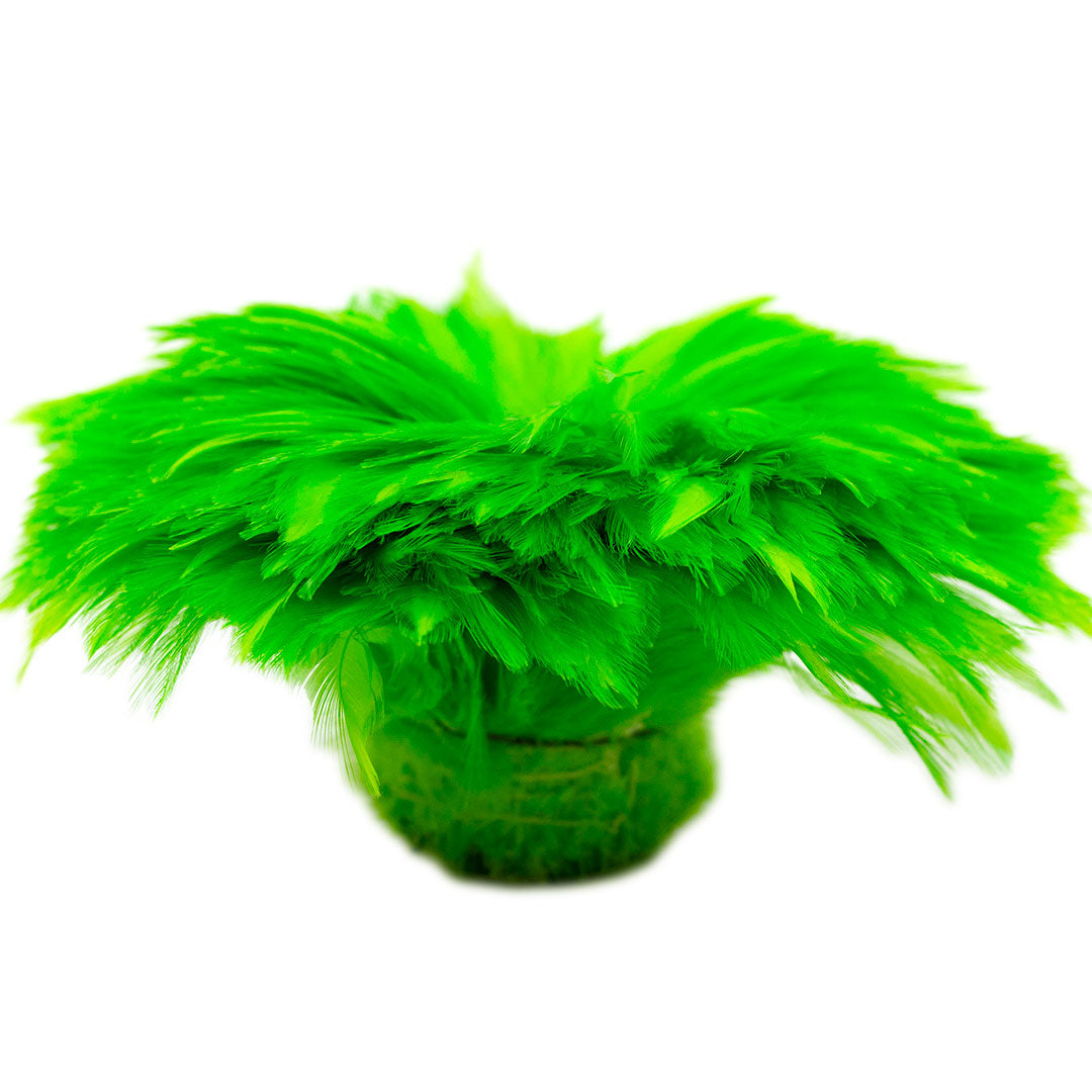 Bulk Rooster Hackle Feathers - White Dyed Lime