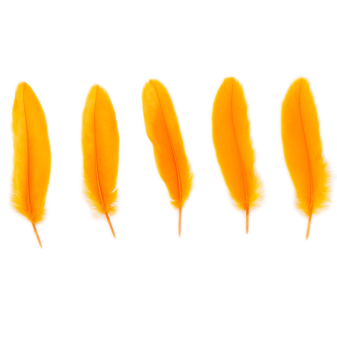 Goose Satinette Feathers Dyed - Mango - 1/4 lb