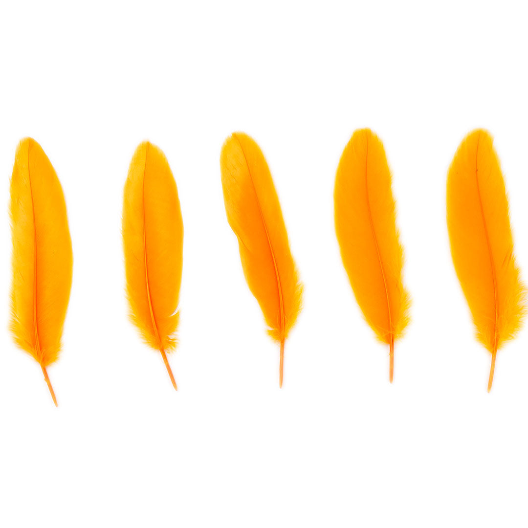 Goose Satinette Feathers Dyed - Mango - 1/4 lb