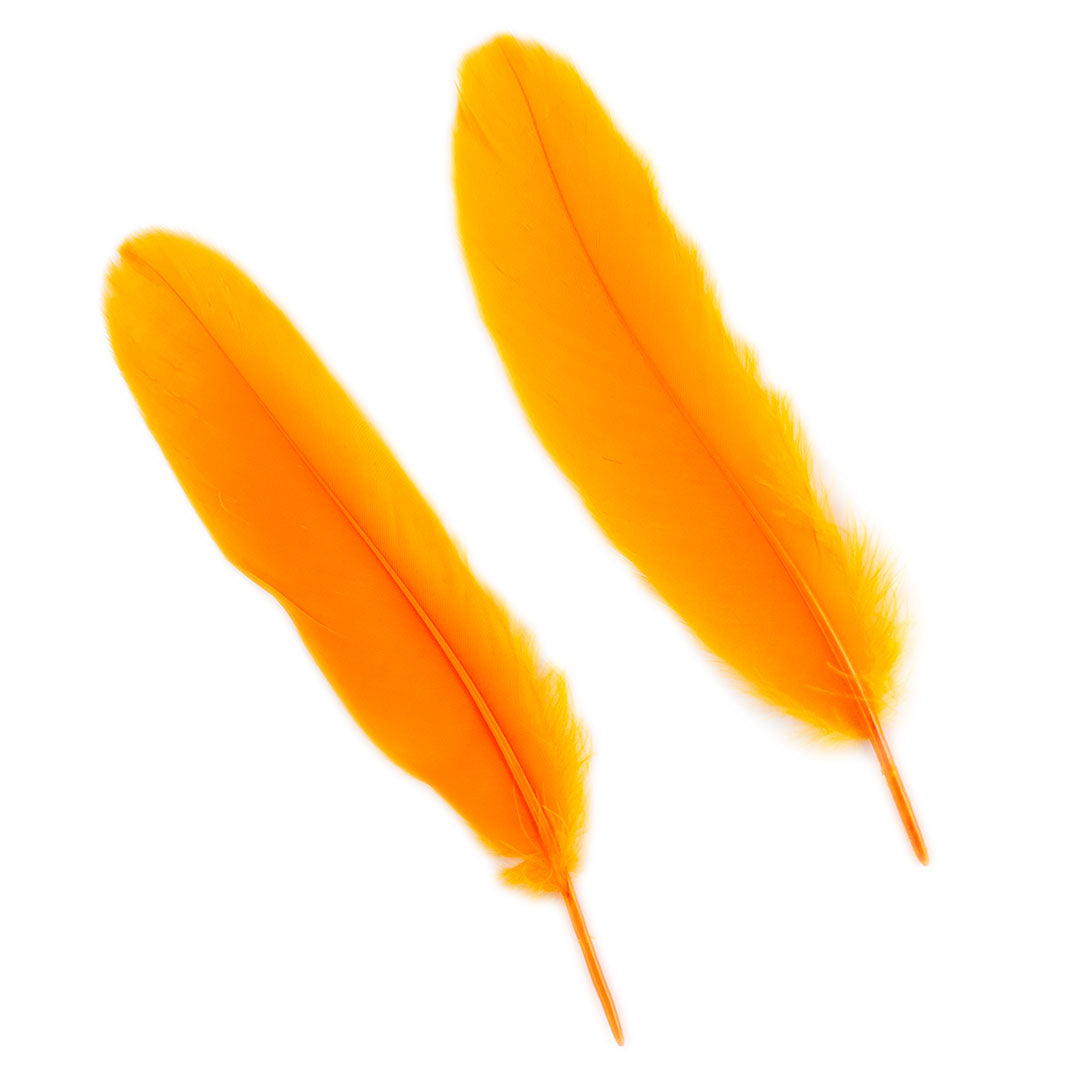 Goose Satinette Feathers Dyed - Mango - 1/4 lb