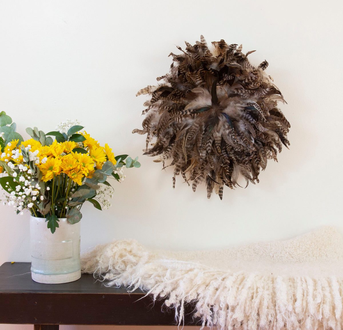 Feather Hat Wall Art - Natural