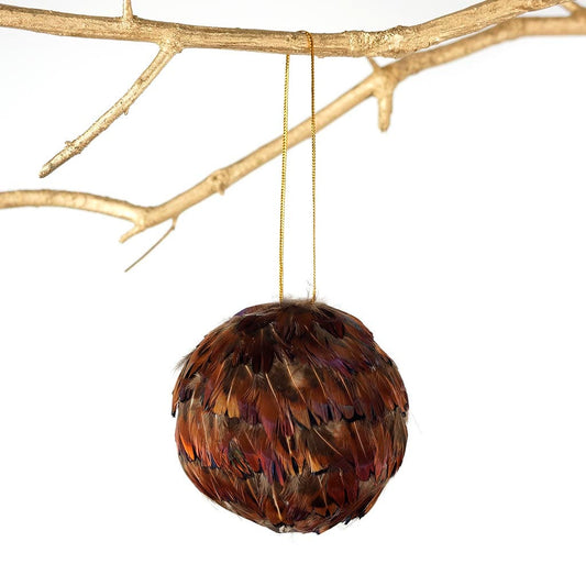 Ringneck Feather Ornament - 3" ball - Natural