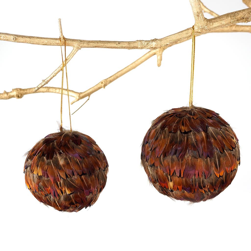 Ringneck Feather Ornament - 3" ball - Natural