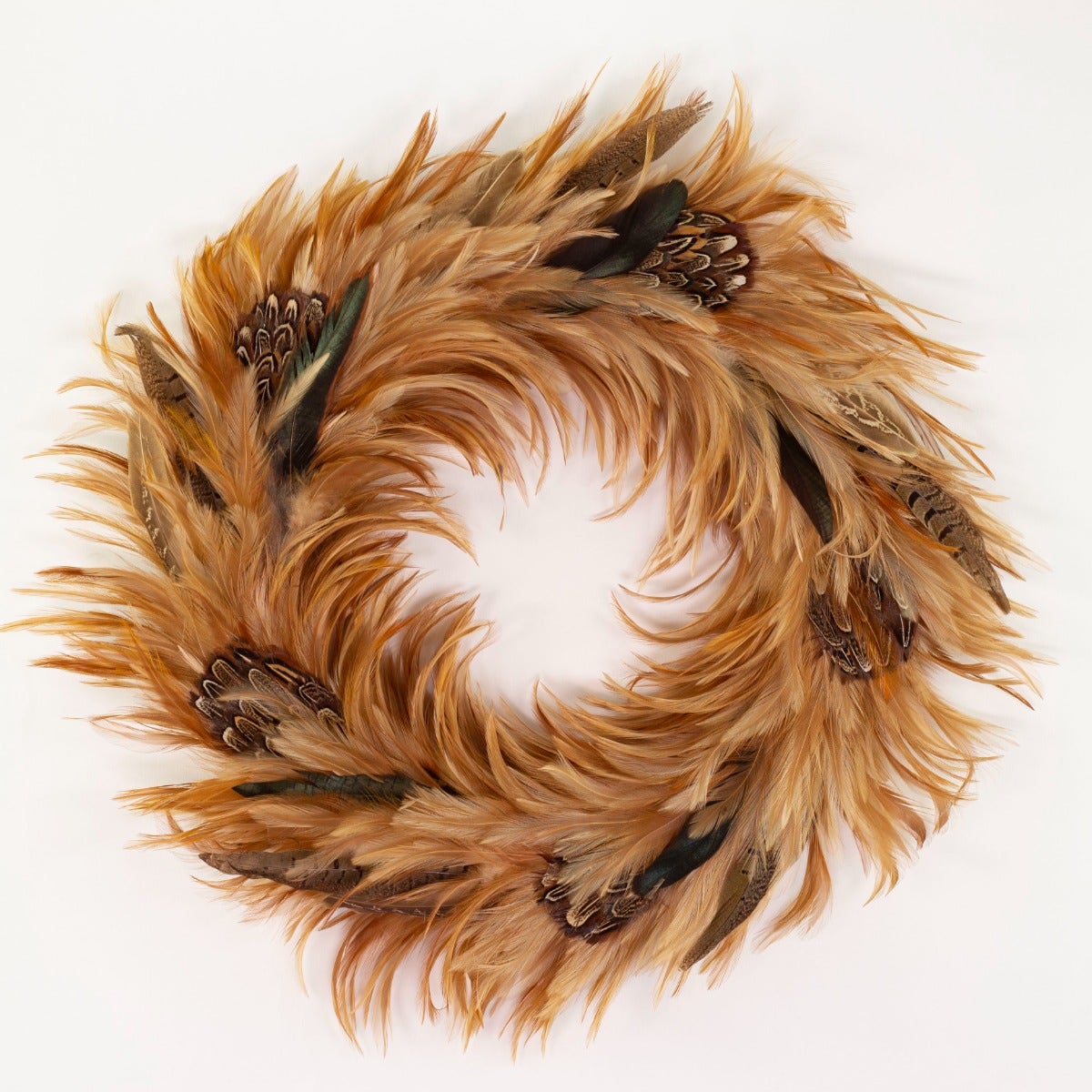 Natural Pheasant Feather Wreath - 22 inch