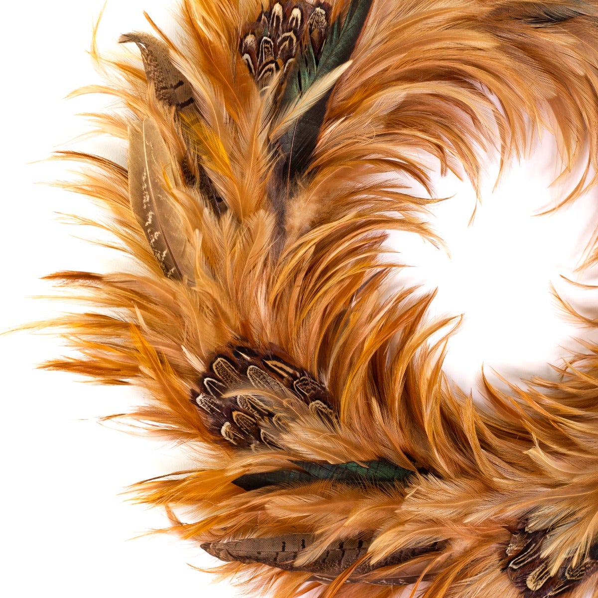 Natural Pheasant Feather Wreath - 22 inch