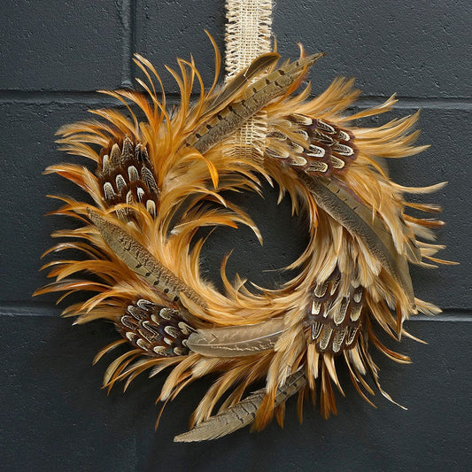 Natural Hackle and Pheasant Feather Wreath
