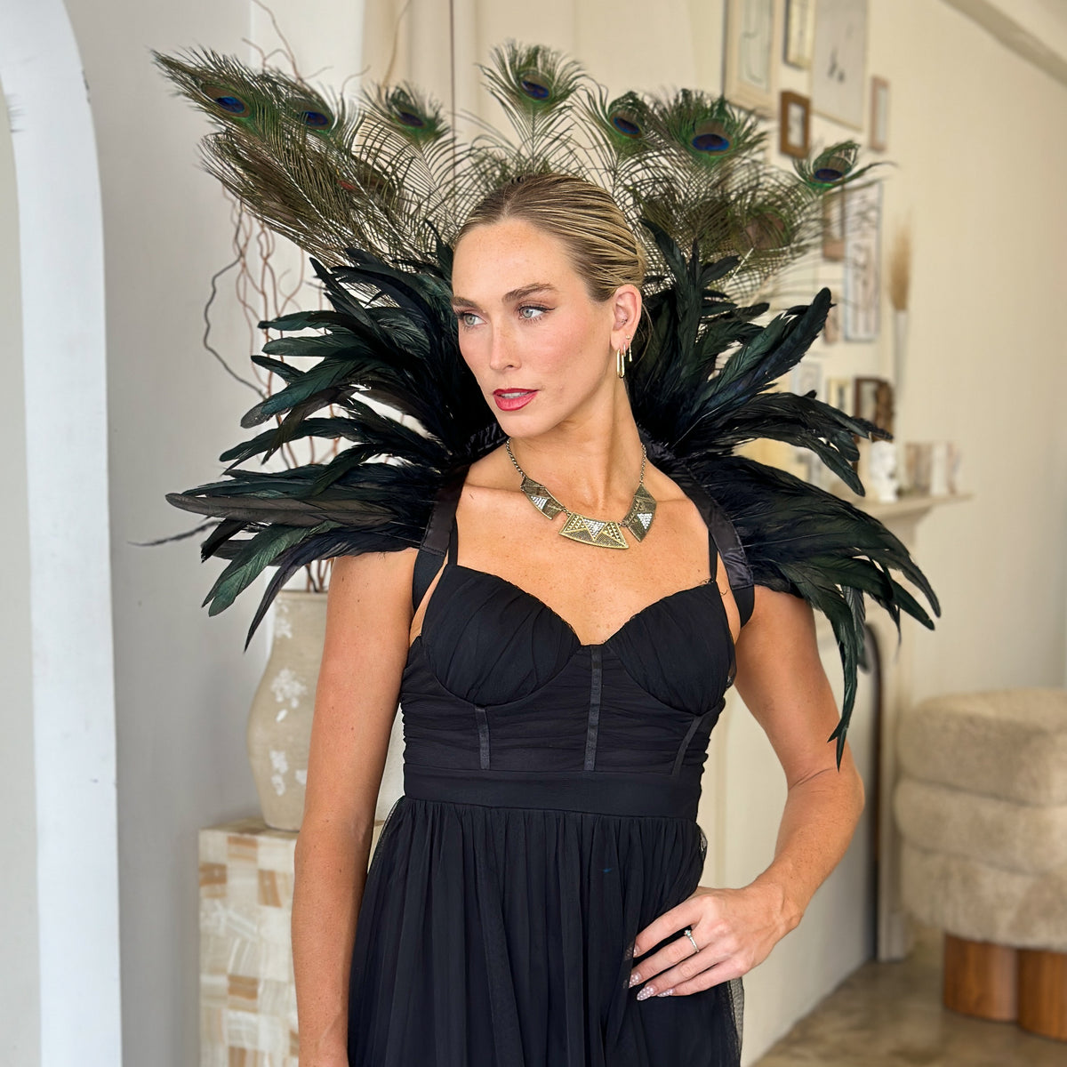 Peacock Empress Feather Collar