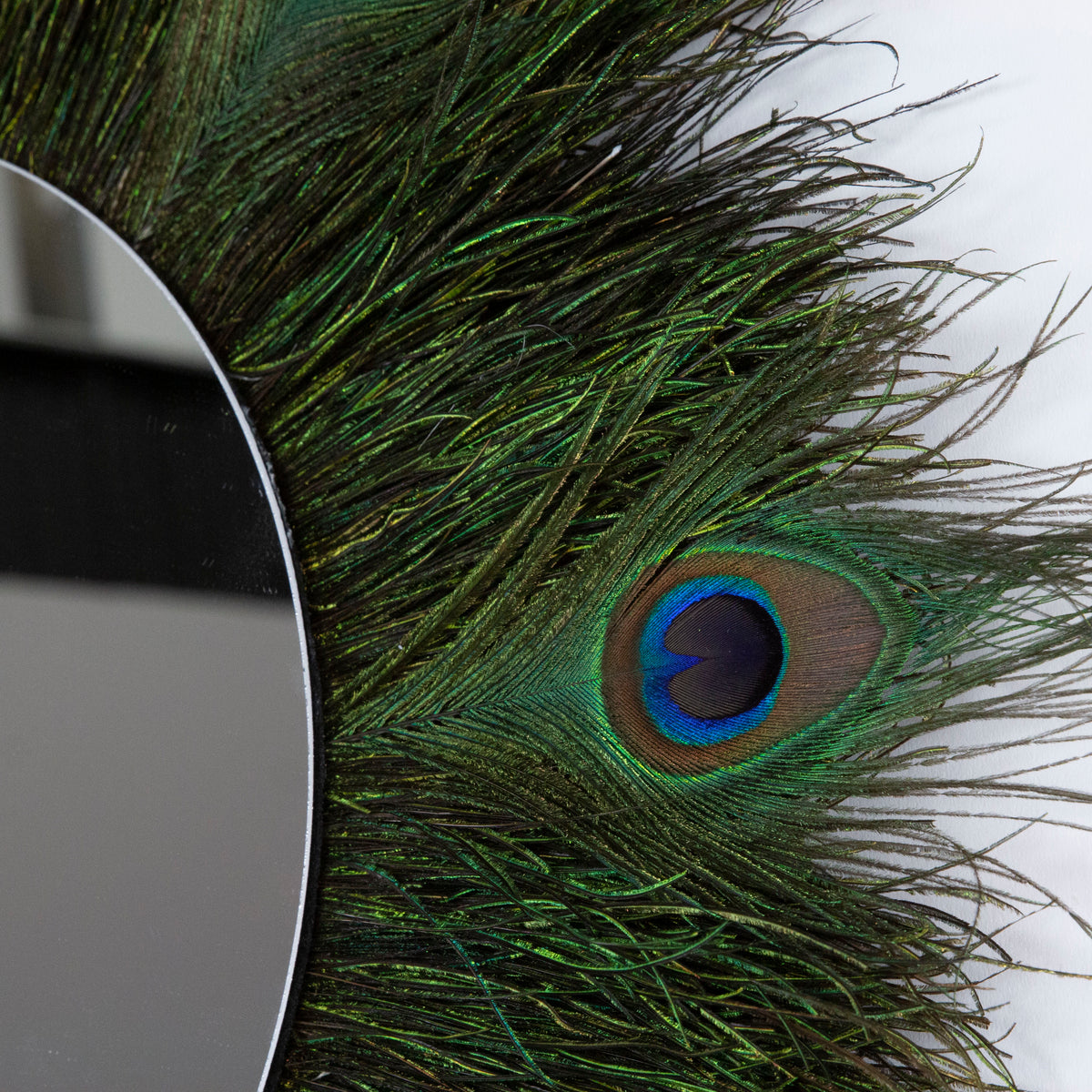 Mirror 12" with Peacock Flue and Eyes, 24” Dia