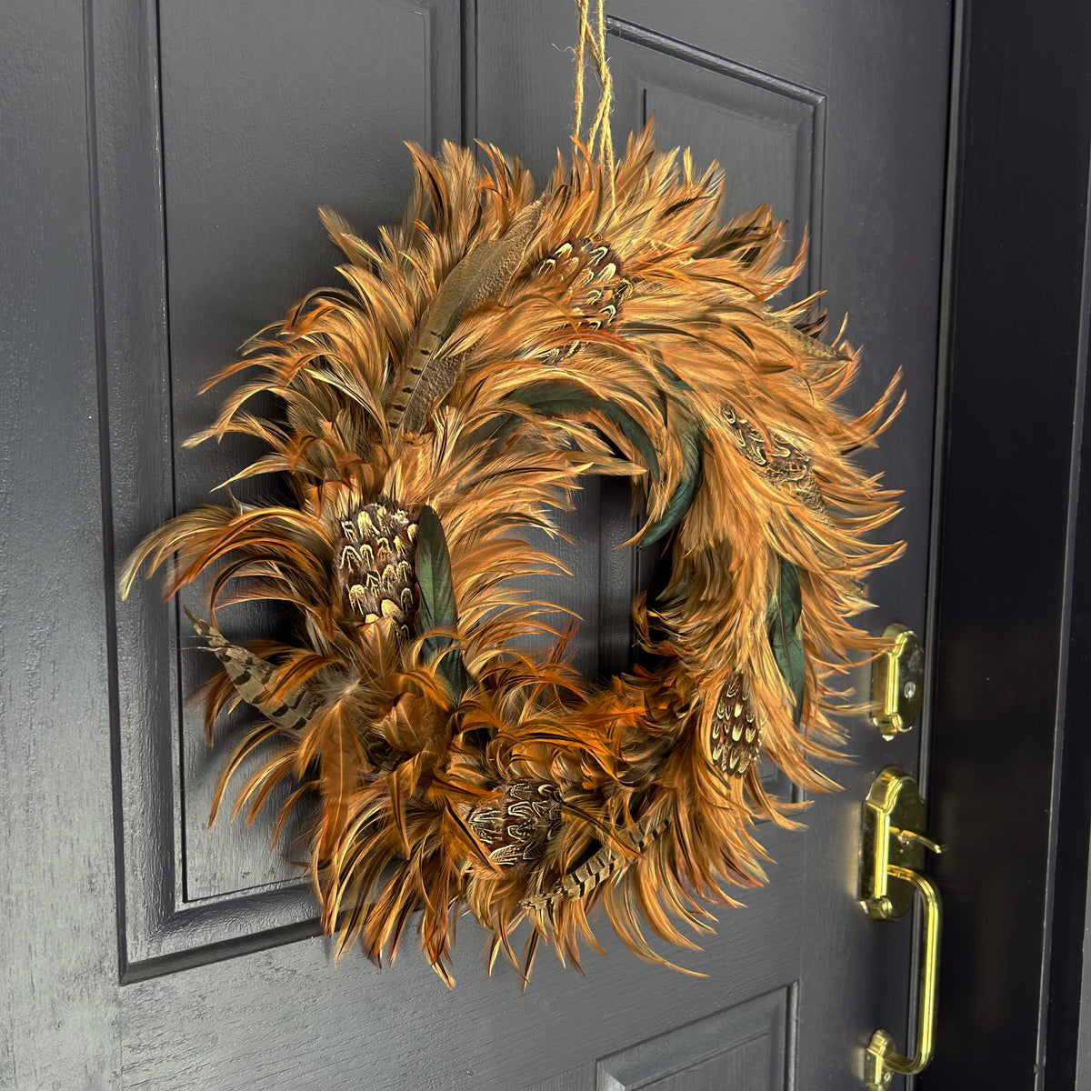 Natural Pheasant Feather Wreath - 22 inch