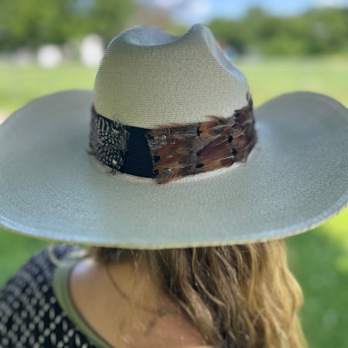 Natural Pheasant and Guinea Feather Hat Band