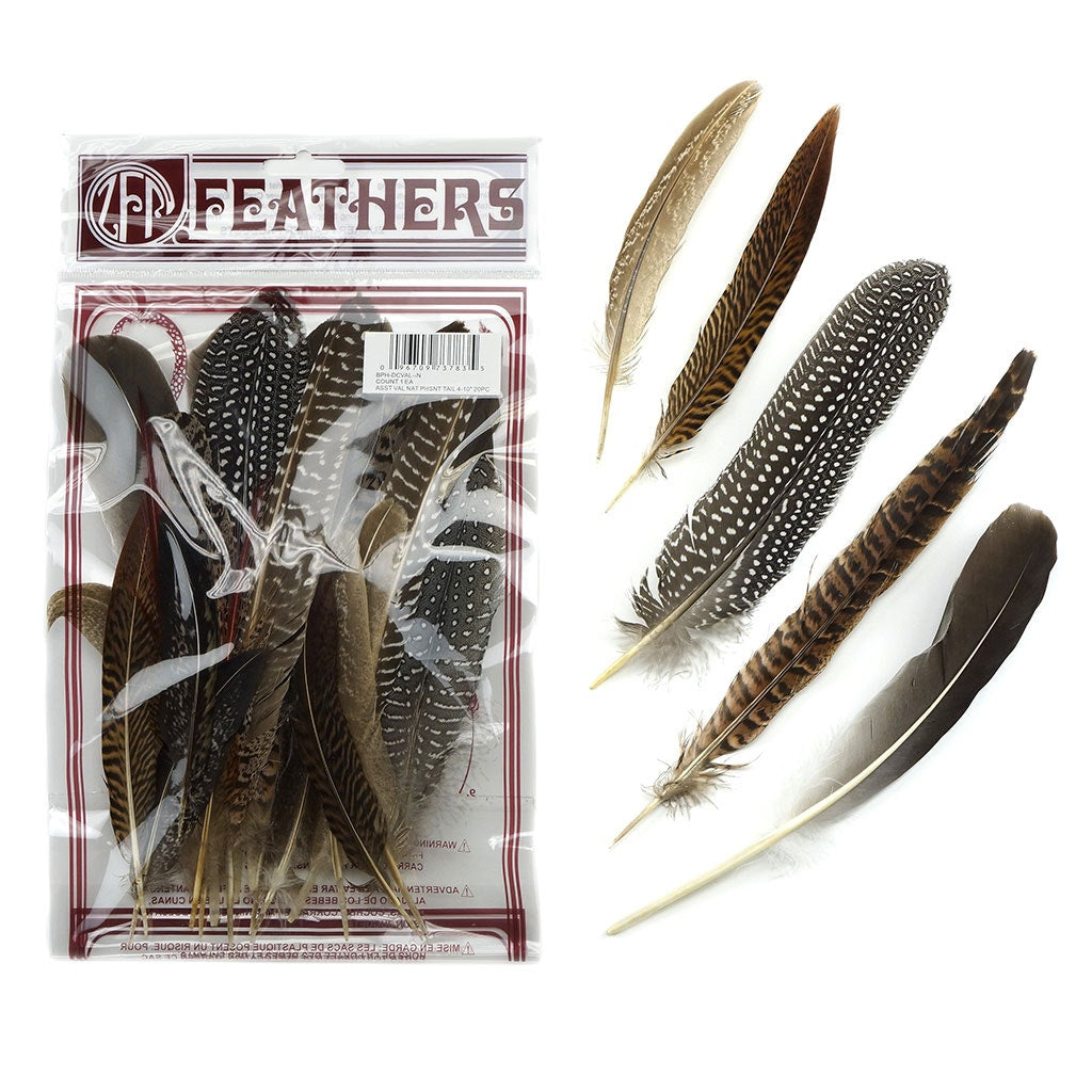 Assorted Guinea and Goose Rounds Quill & Pheasant Tails Natural