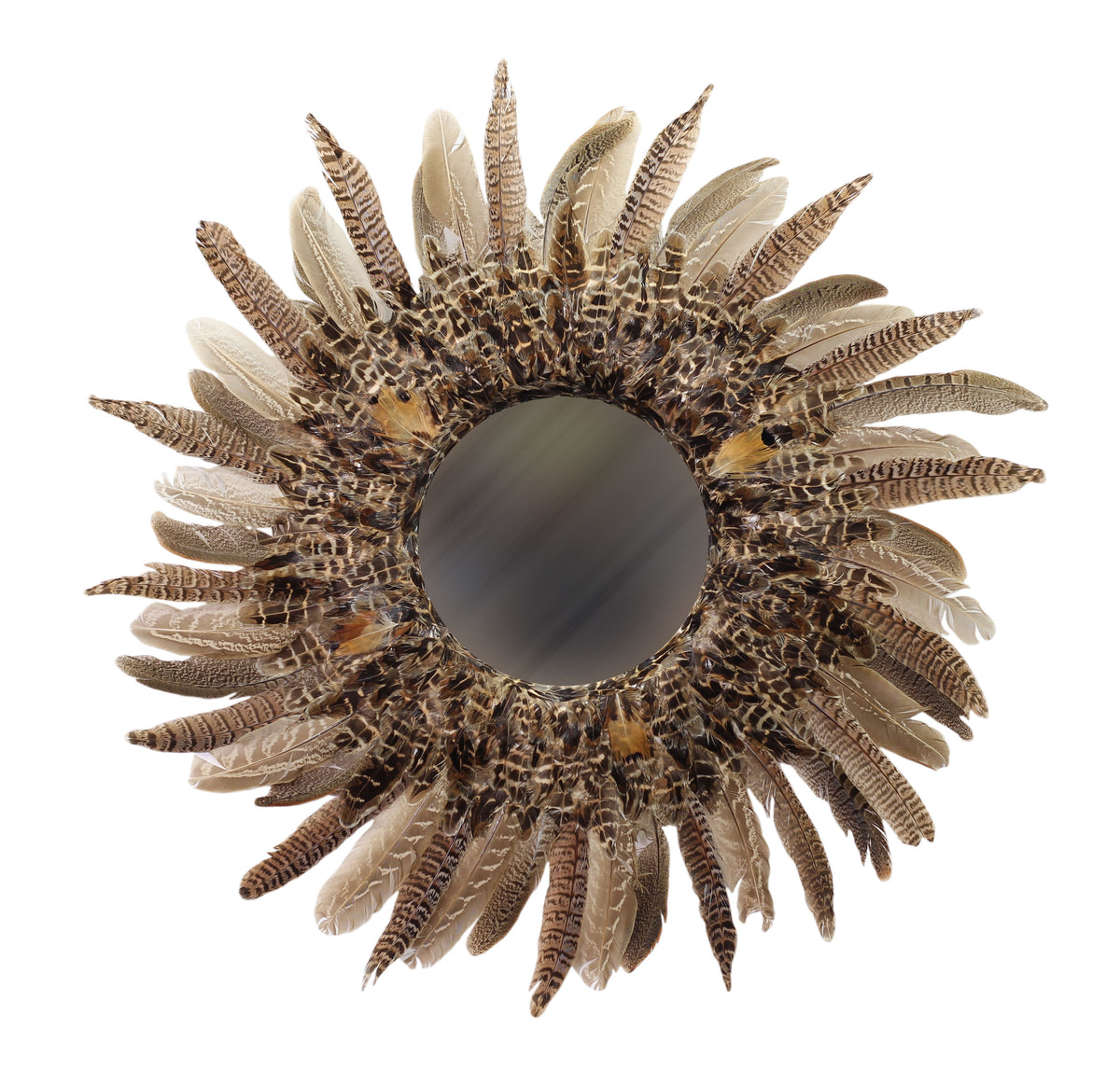 Natural Pheasant Feather Mirror
