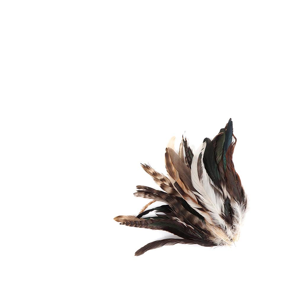 Natural Chinchilla-Rooster Coque Tail Feathers -7 -10" - Natural