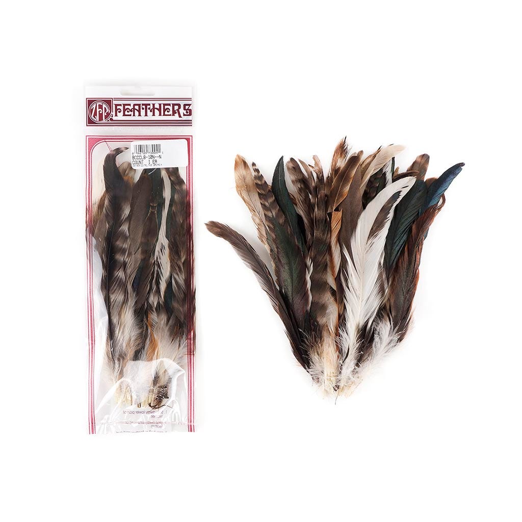 Natural Chinchilla-Rooster Coque Tail Feathers -7 -10" - Natural