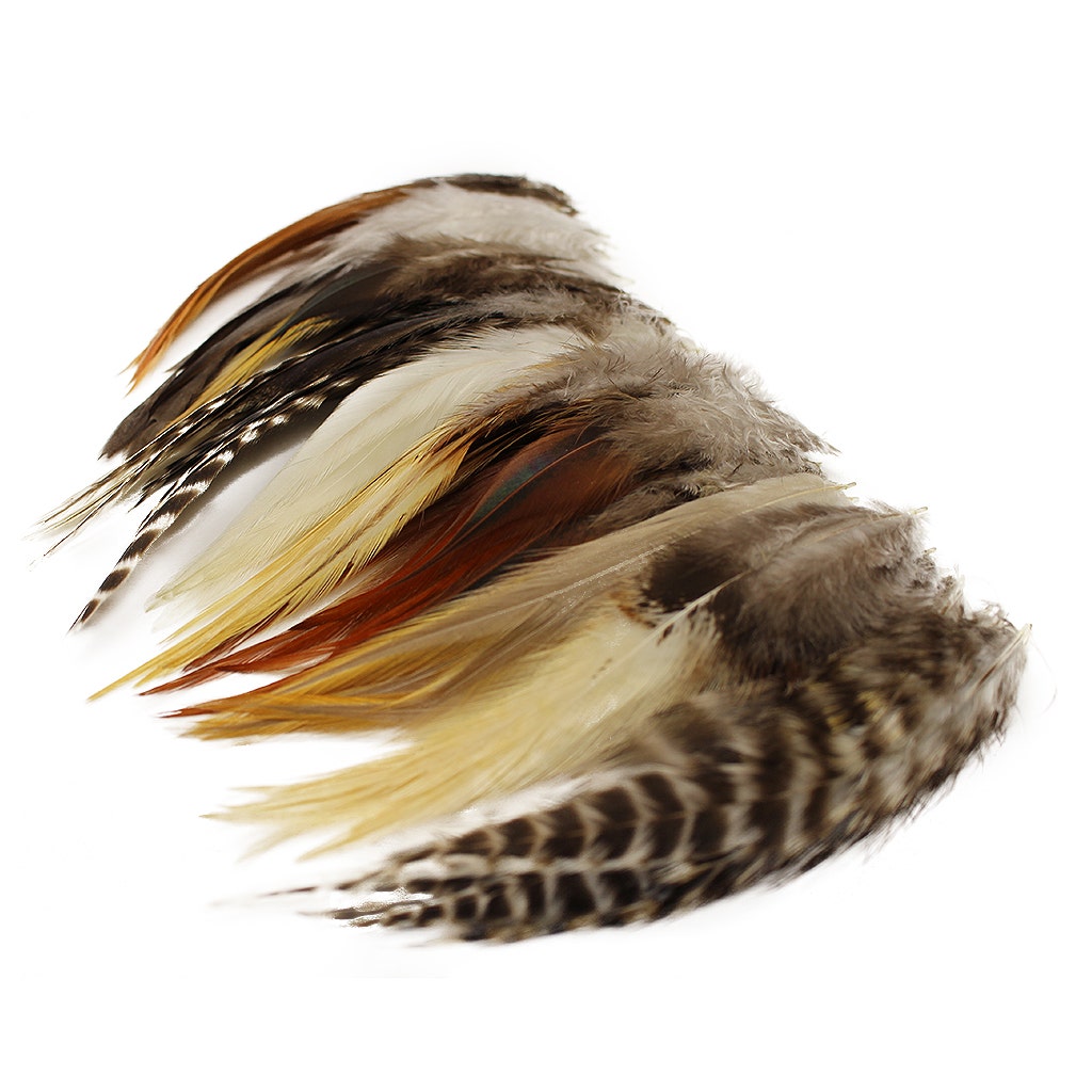 Natural Loose Rooster Saddle Feather 3-6" Assorted 100 pc