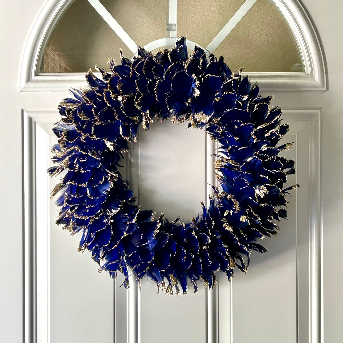 Feathered Blue Christmas Wreath