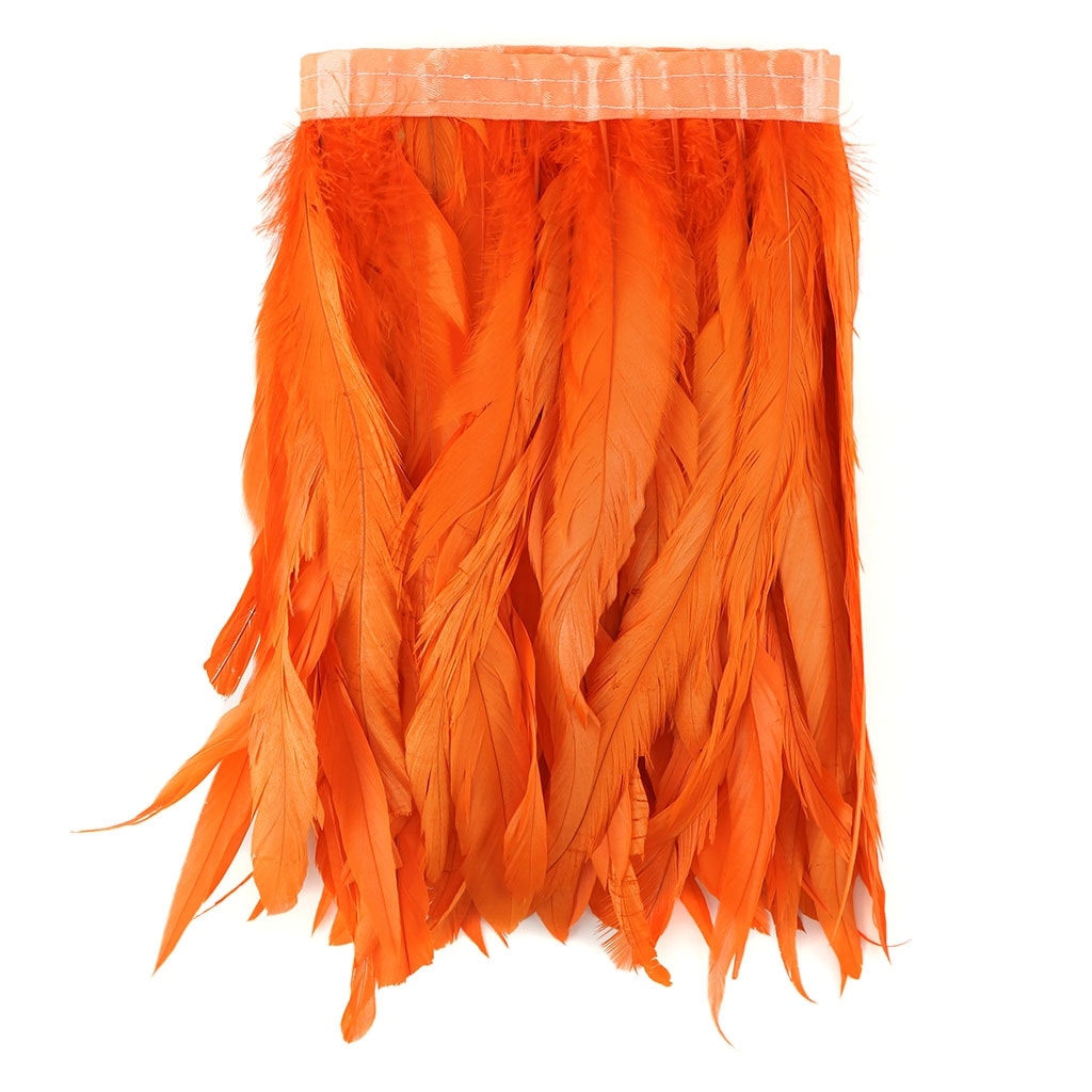 Bleach Dyed Coque Tail Fringe - 10-12" - Orange