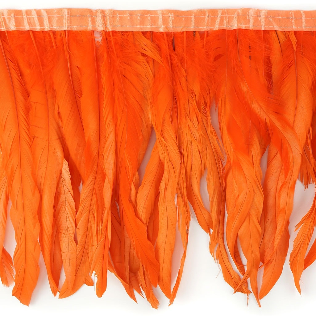 Bleach Dyed Coque Tail Fringe - 10-12" - Orange