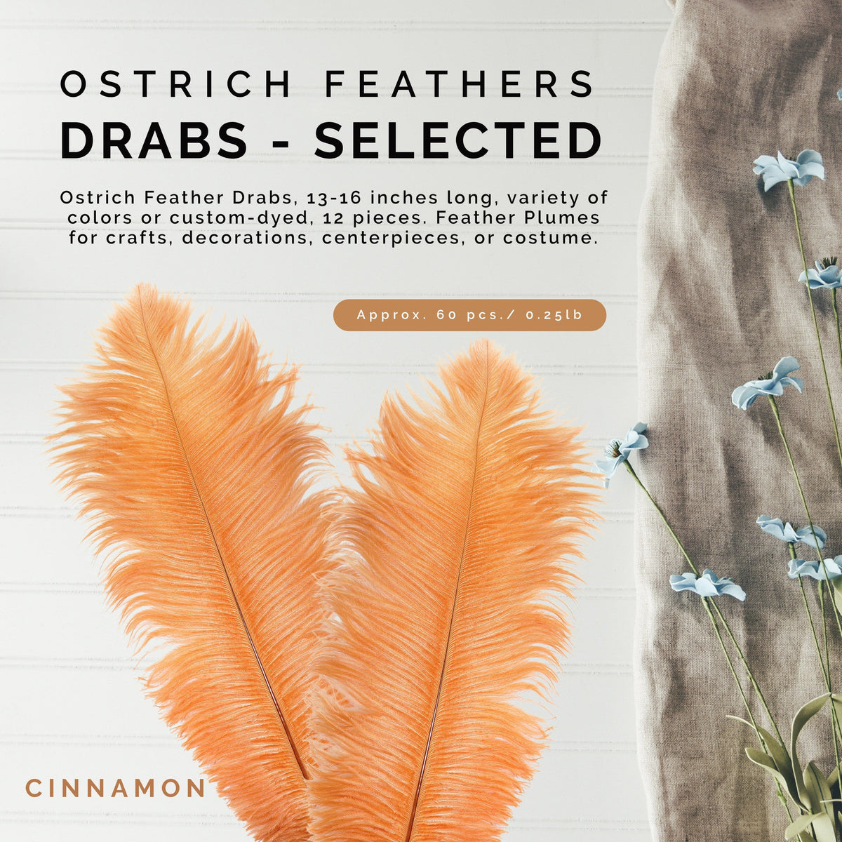 Ostrich Feathers 13-16" Drabs - Cinnamon
