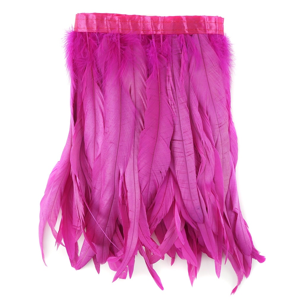 Bleach Dyed Coque Tail Fringe - 10-12" - Shocking Pink