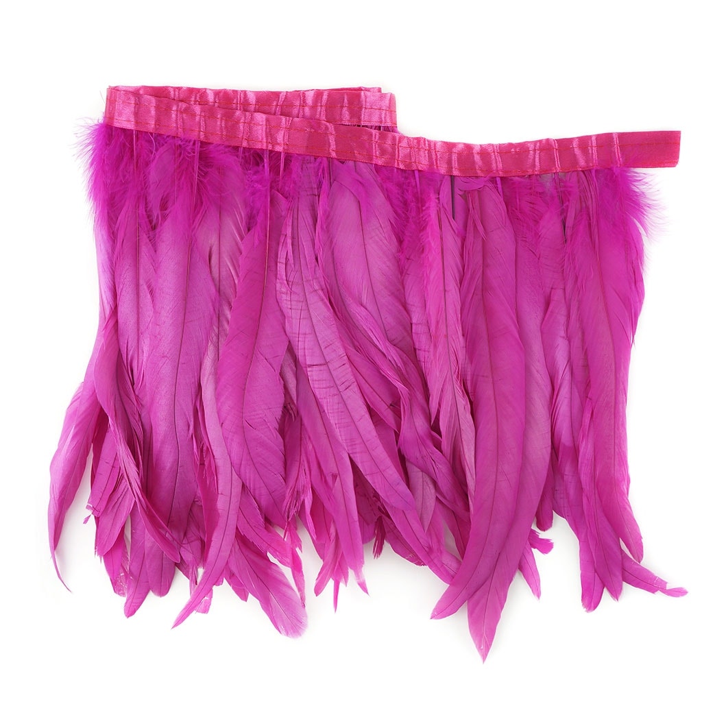 Bleach Dyed Coque Tail Fringe - 10-12" - Shocking Pink