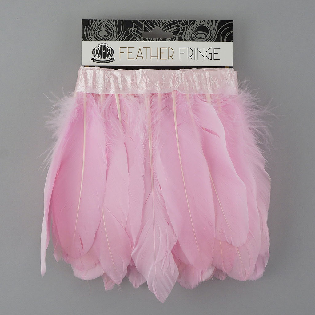 Parried Goose Pallet Feather Fringe - 6" - 1yd Candy Pink